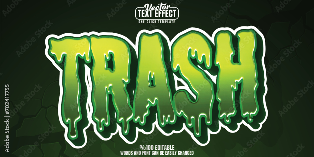 Trash editable text effect, customizable stinky and smell 3D font style - obrazy, fototapety, plakaty 