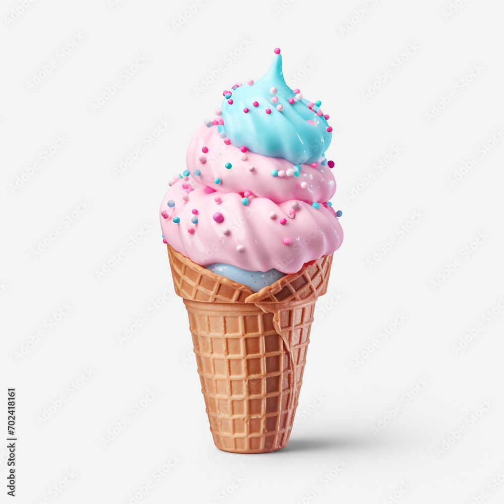 a pink and blue ice cream cone with a sprinkles on transparent background created with Generative Ai a pink and blue ice cream cone with a sprinkles on transparent background created with Generative Ai