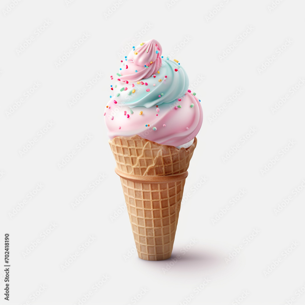 a pink and blue ice cream cone with a sprinkles on transparent background created with Generative Ai a pink and blue ice cream cone with a sprinkles on transparent background created with Generative Ai