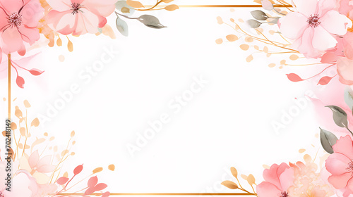 Fototapeta Naklejka Na Ścianę i Meble -  Floral frame with watercolor flowers, decorative flower background pattern, watercolor floral border background