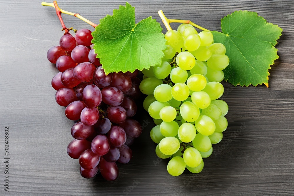 Ripe red and green grapes on wooden background Ripe red and green grapes on wooden background