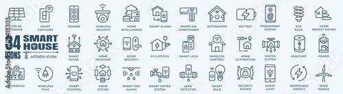 Smart home and house minimal thin line web icon set. Outline editable icons collection. Simple vector illustration.