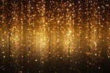 Gold glittering rain like a curtain background with blank space