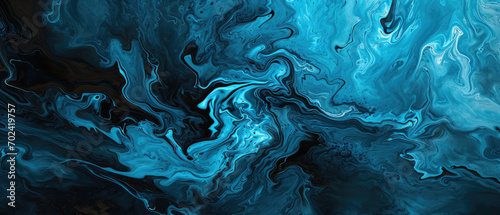 Swirling blues and turquoises creating a mesmerising liquid marble pattern. photo