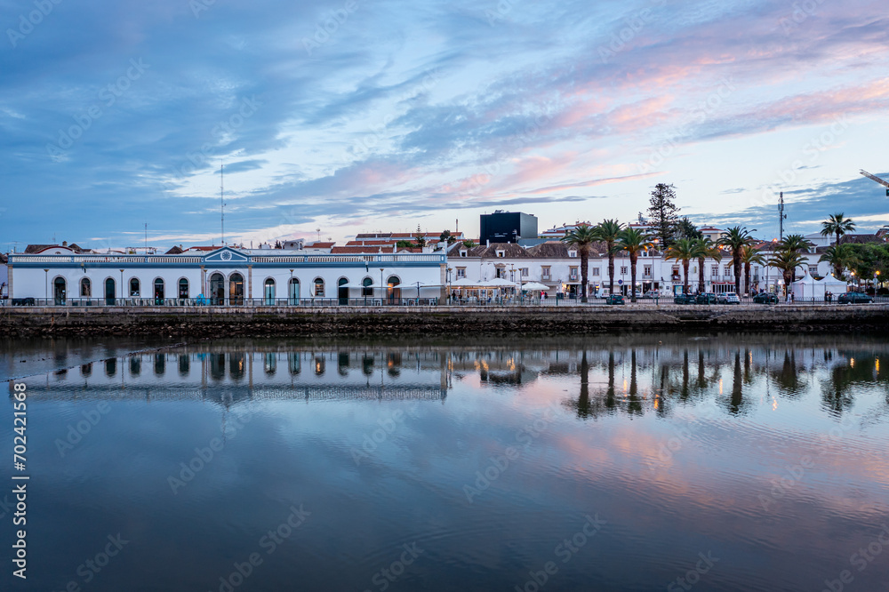 Beautiful Sunset by the River in Tavira, Algarve, Portugal