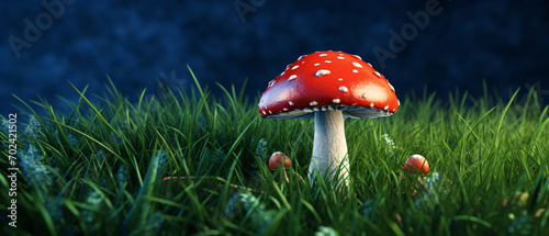 Realistic toadstool mushroom with red cap