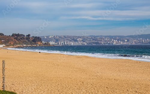 view of the beach Reñaca, Viña del Mar, Valparaíso Chile