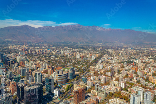 aerial view of the buildings of the Santiago de Chile and 