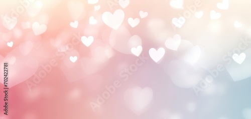 Love heart defocused blurred light bokeh effect background. Abstract pastel background with hearts