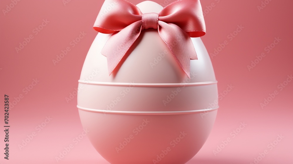 pink easter egg with ribbon against a pink background or jewelry box in an egg style pink easter egg with ribbon against a pink background or jewelry box in an egg style