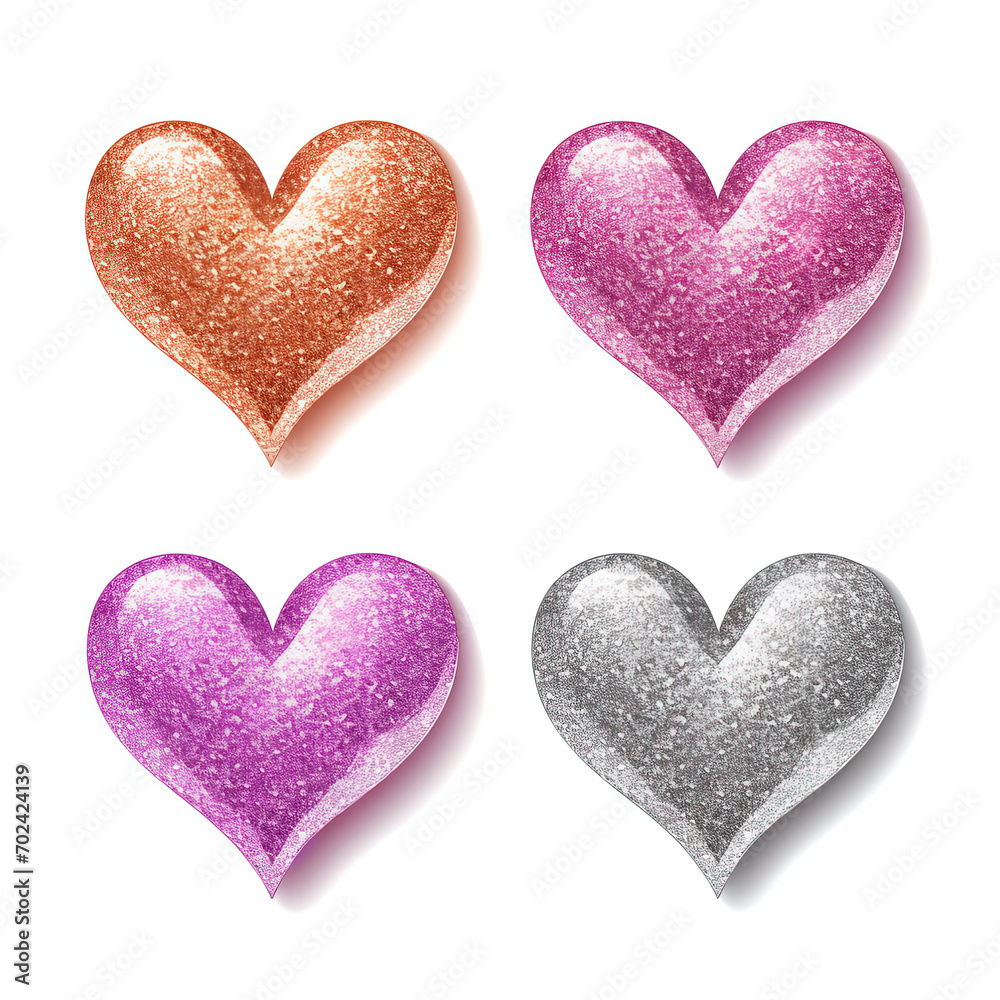 Cute Set of color heart shape sticker isolated