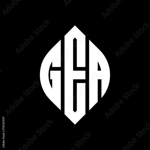GEA circle letter logo design with circle and ellipse shape. GEA ellipse letters with typographic style. The three initials form a circle logo. GEA Circle Emblem Abstract Monogram Letter Mark Vector.