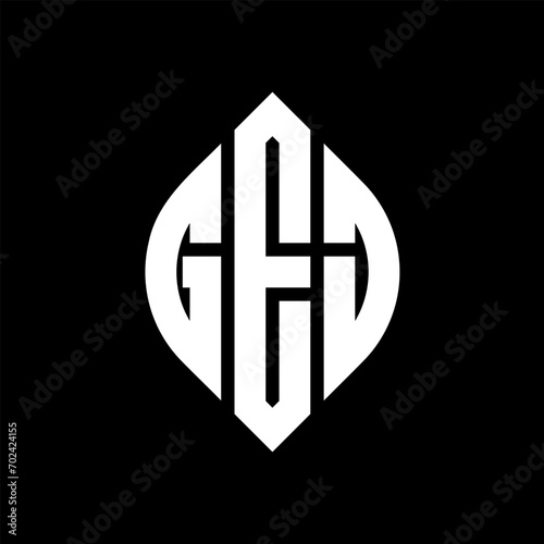 GEJ circle letter logo design with circle and ellipse shape. GEJ ellipse letters with typographic style. The three initials form a circle logo. GEJ Circle Emblem Abstract Monogram Letter Mark Vector. photo