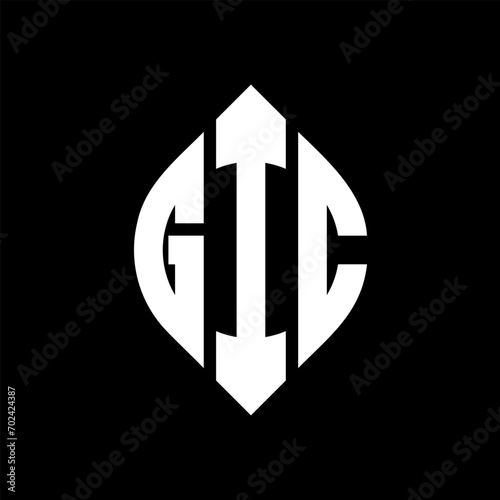 GIC circle letter logo design with circle and ellipse shape. GIC ellipse letters with typographic style. The three initials form a circle logo. GIC Circle Emblem Abstract Monogram Letter Mark Vector. photo