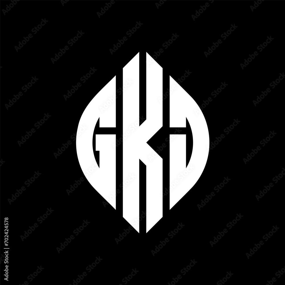 GKJ circle letter logo design with circle and ellipse shape. GKJ ellipse letters with typographic style. The three initials form a circle logo. GKJ Circle Emblem Abstract Monogram Letter Mark Vector. GKJ circle letter logo design with circle and ellipse shape. GKJ ellipse letters with typographic style. The three initials form a circle logo. GKJ Circle Emblem Abstract Monogram Letter Mark Vector.