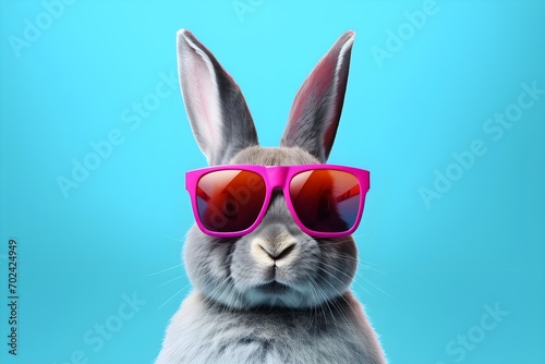 easter rabbit with sunglasses isolated