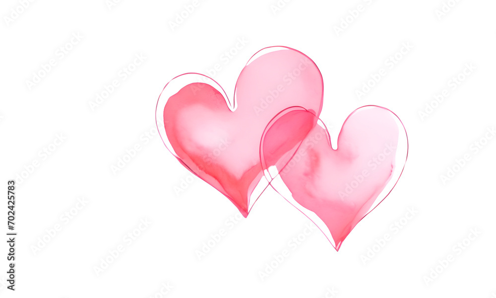 two  hearts, Isolate on transparent background, In love, Happy Valentine's Day, png.