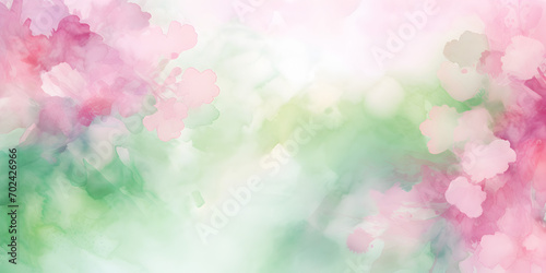 Abstract pink and green splashes watercolor background