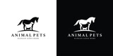 Creative Animals Pet Logo. Horse, Dog, Cat, Pet care Logo Icon Symbol Vector Design Template.