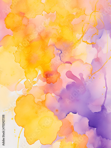 Abstract yellow and purple watercolor background 