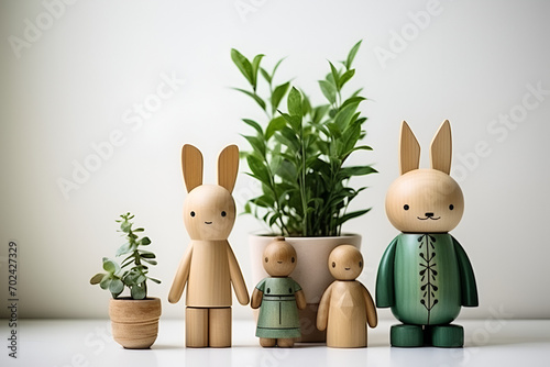 Wooden easter bunny toys with easter eggs