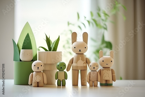 Wooden easter bunny toys with easter eggs