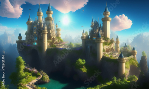 Castle landscape. Generative AI
