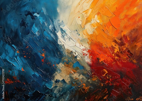 An artistic composition showcasing the French flag painted on a canvas, surrounded by vibrant brushs