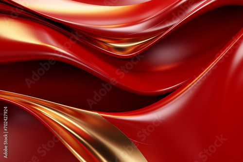 A Red and Gold Wavy Shiny Abstract Background
