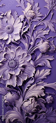 Elegant Purple Blossoms in Detailed Artwork