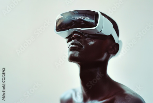 Black man with virtual reality headset