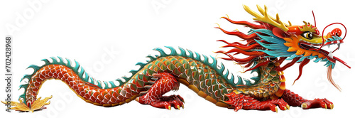 Chinese colorful dragon isolated on transparent white background