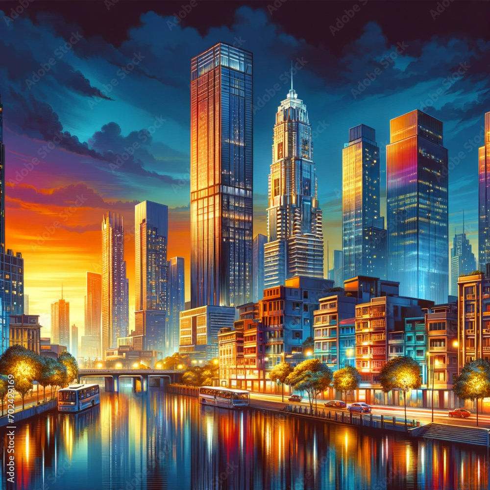 Fototapeta premium city skyline at night