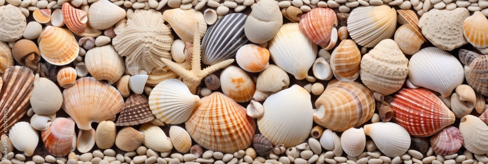A collection of seashells scattered on the sand A collection of seashells scattered on the sand