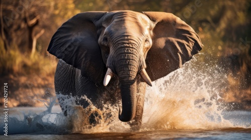 Elephant playing in the water