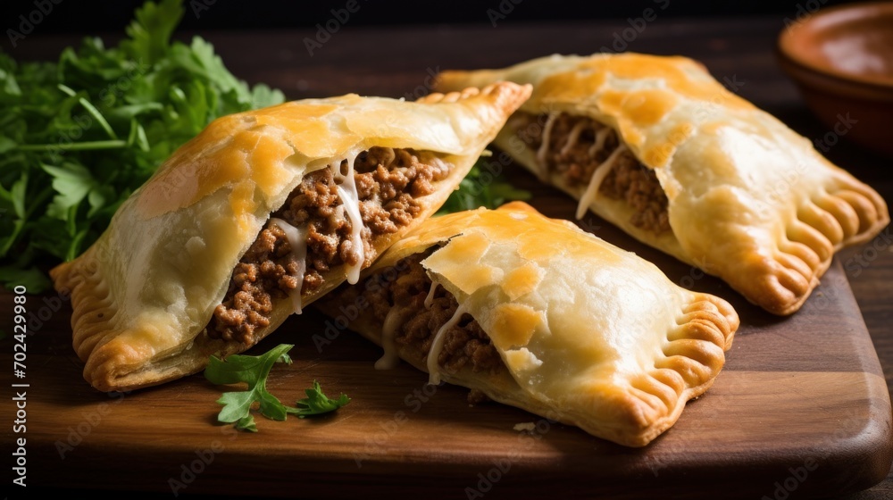 Mouthwatering and greasy beef and cheese empanadas with a flaky crust and a savory filling