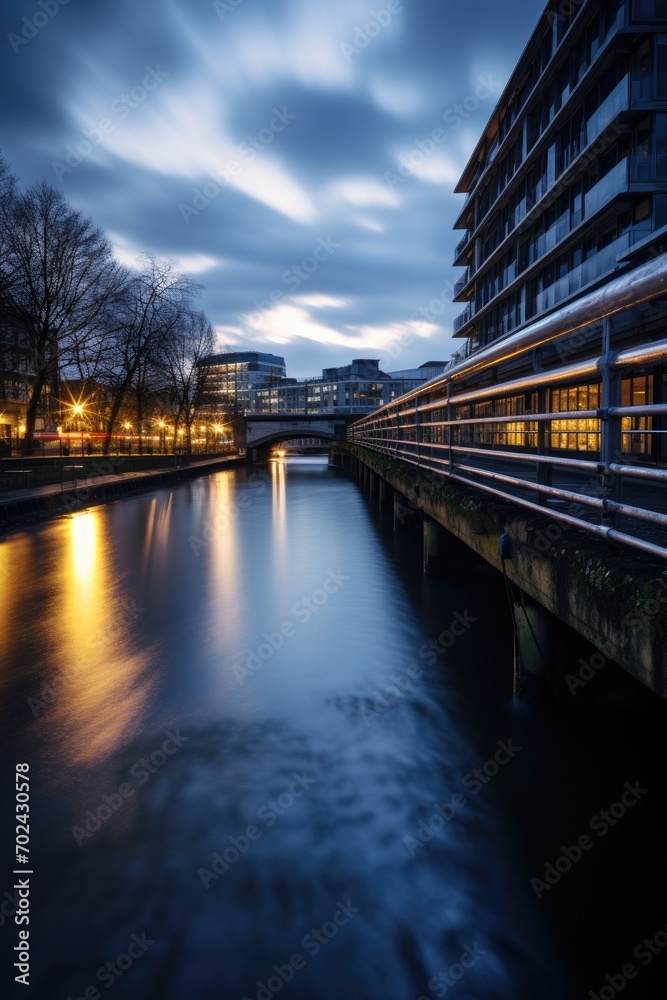 Passage of time by using a slow shutter speed to create effects like smooth water in rivers and streaking lights in cityscapes.