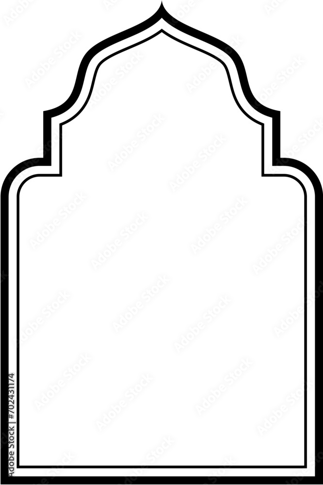 Islamic Arch Design double lines Outline Linear Black Stroke silhouettes Design pictogram symbol visual illustration Islamic Arch Design double lines Outline Linear Black Stroke silhouettes Design pictogram symbol visual illustration