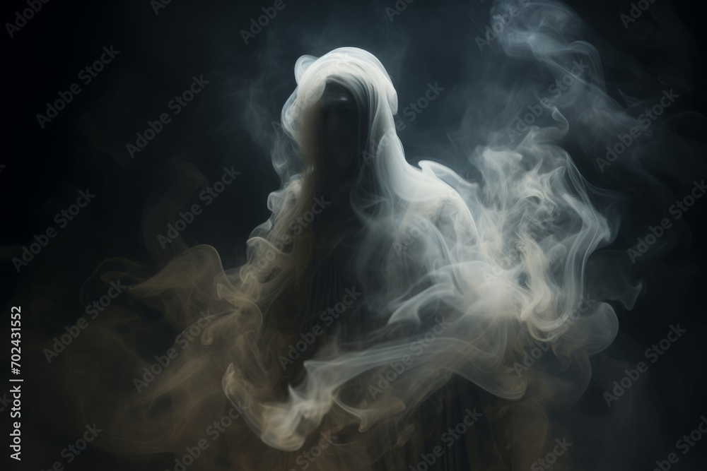 Wisp of smoke forming a ghostly figure. Halloween concept background Wisp of smoke forming a ghostly figure. Halloween concept background