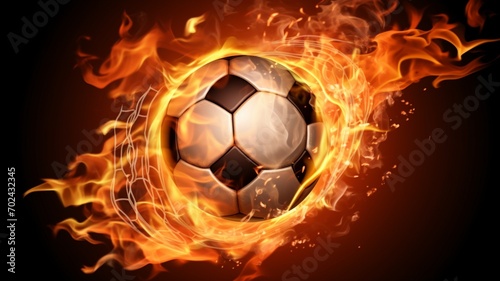 Inferno Striker  A Fiery Soccer Ball Hits the Goal with the Net Ablaze in Flames  Igniting the Passion of the Game - AI Generative