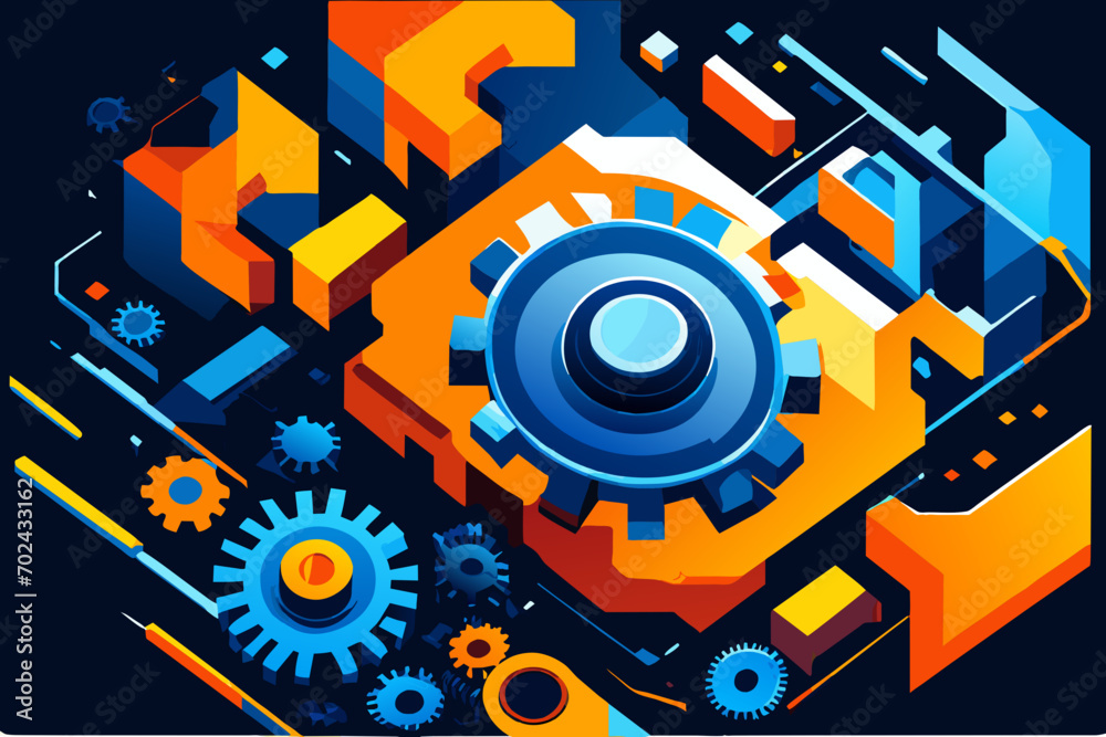 An abstract CPU with gears and cogs. vektor illustation An abstract CPU with gears and cogs. vektor illustation