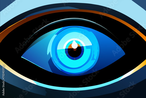 A cybernetic eye with digital reflections. vektor illustation