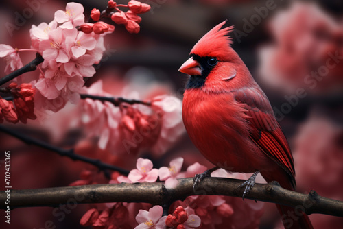 Beautiful red cardinal bird at nature © Ahmed