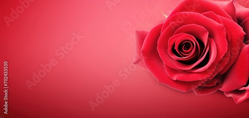 Fototapeta Naklejka Na Ścianę i Meble -  Red rose buds background with copyspace. Women's Day rose blured background , AI Generated