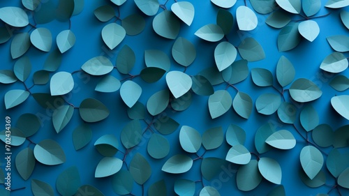Serenely Blank: A Leafy Blue Background, Offering a Tranquil Canvas Ready for Your Imagination to Unfold - AI Generative