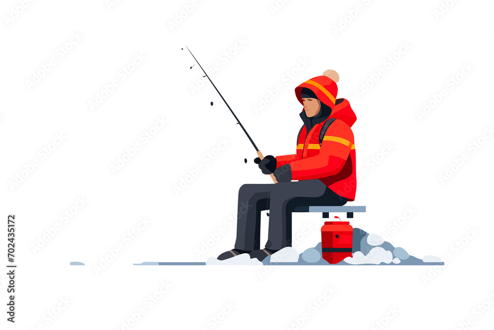 Ice Fishing vector flat minimalistic isolated vector style illustration