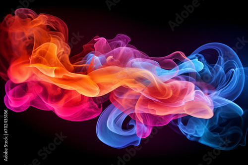 Colourful smoke flowing around a glowing ring