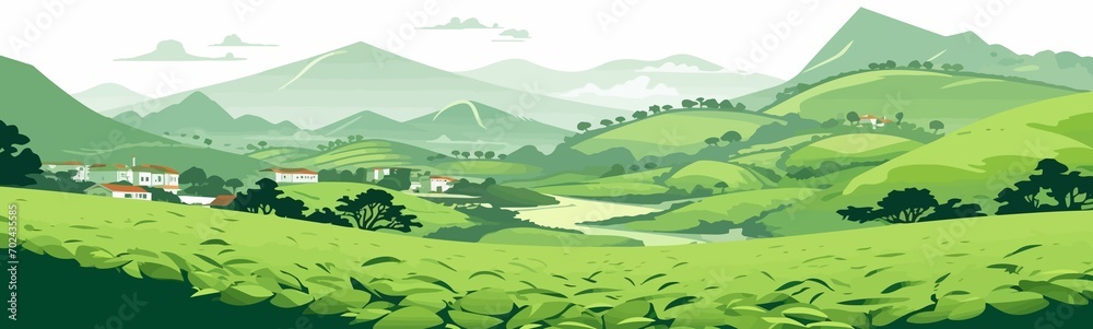 Tea Plantation vector flat minimalistic isolated vector style illustration