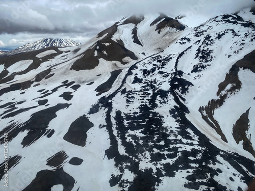 The lava dome of Novarupta. The Valley of Ten Thousand Smokes in Katmai National Park and Preserve in Alaska is filled with ash flow from Novarupta eruption in 1912. Aerial view of crater. photo