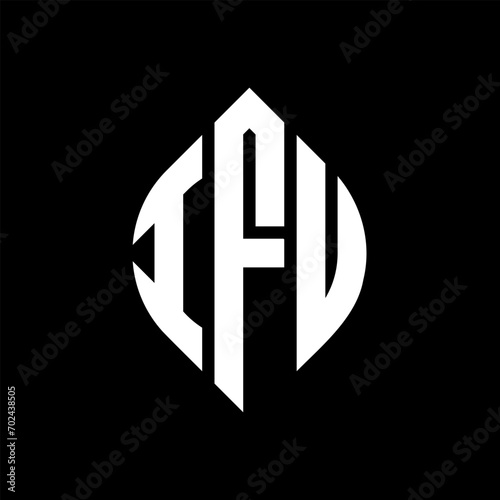 IFU circle letter logo design with circle and ellipse shape. IFU ellipse letters with typographic style. The three initials form a circle logo. IFU circle emblem abstract monogram letter mark vector.